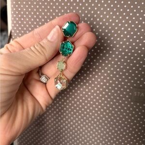 Elegant Green and Gold Dangle Earrings